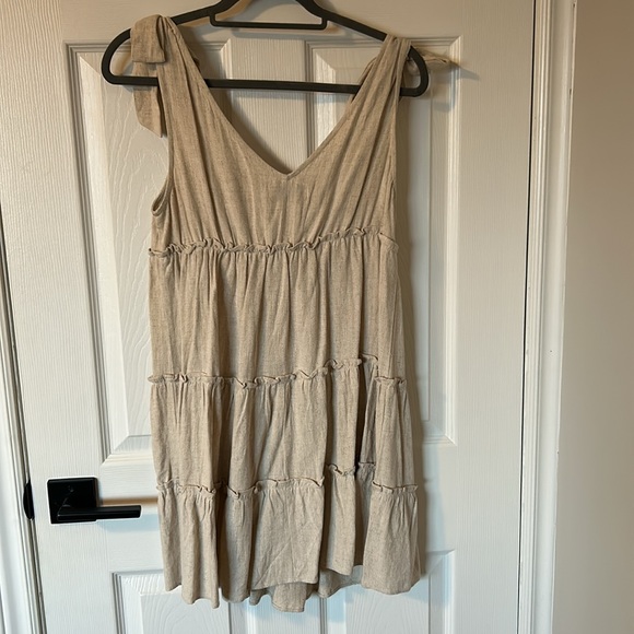 Petal & Pup Arthur Mini Dress in Beige - Picture 6 of 6